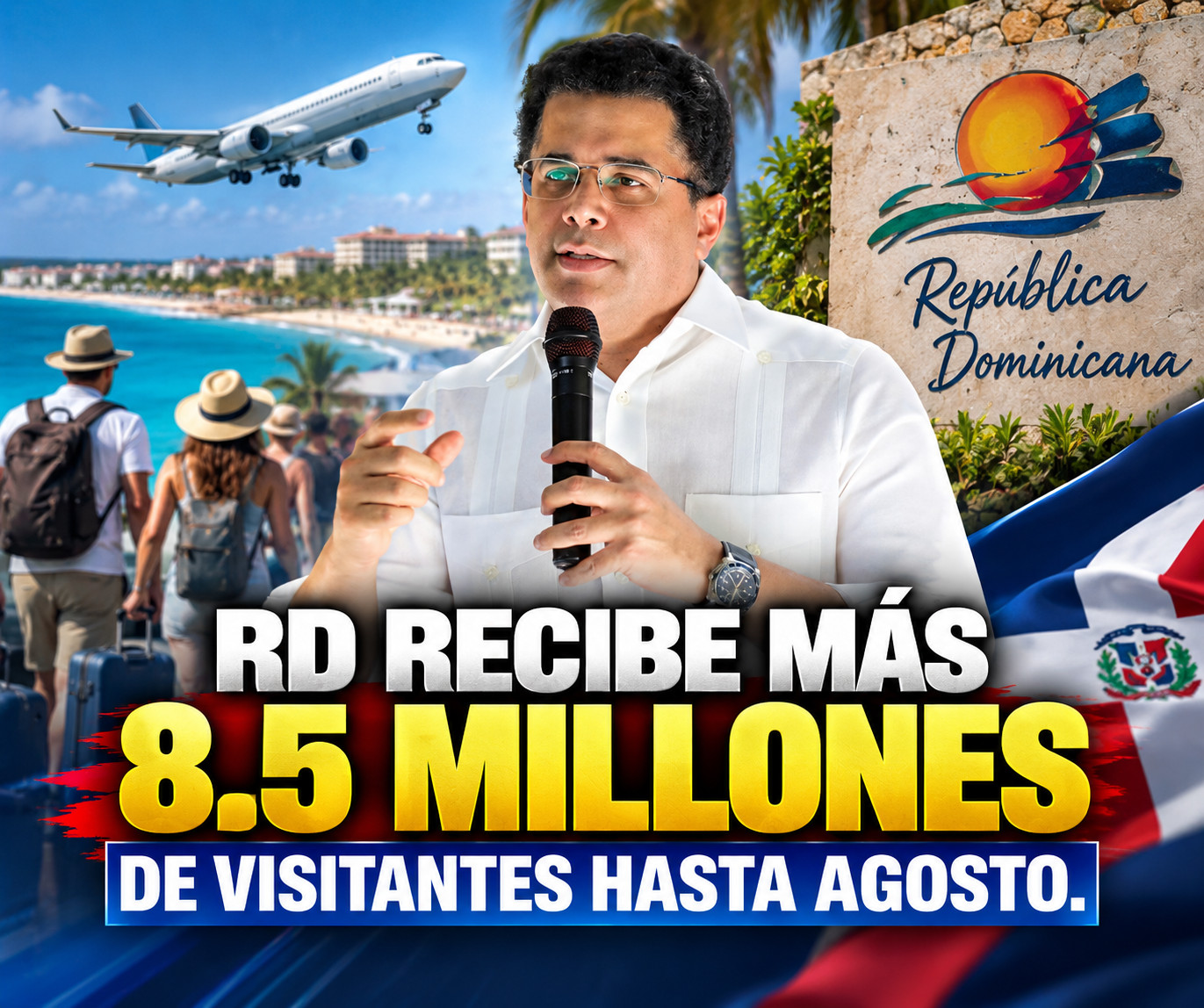RD recibe más 8.5 millones de visitantes hasta agosto.